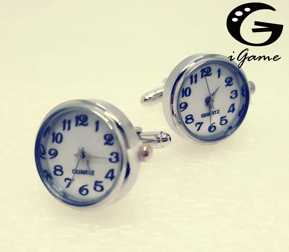 New Watch Cufflinks Real Clock Cuff links With Battery Cufflinks Machine Core Mechanical cuffs Relojes gemelos