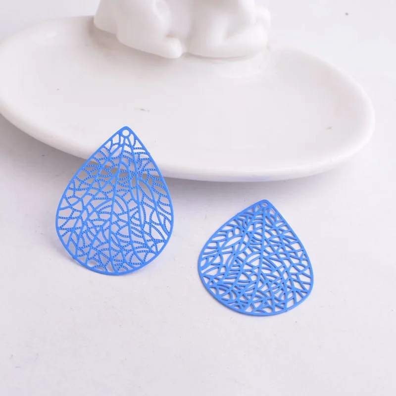 30 Stück AB2617 30mm*41mm Wassertropfen-Anhänger Blattstiel-Form Anhänger DIY Ohrring-Zubehör – Detail 7