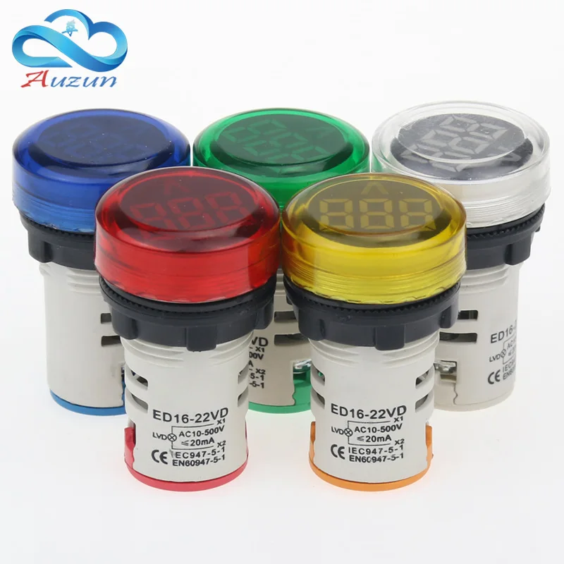 Ed16-22vd digital indicator light opening 22 mm general indicator red, green, yellow, blue and white.