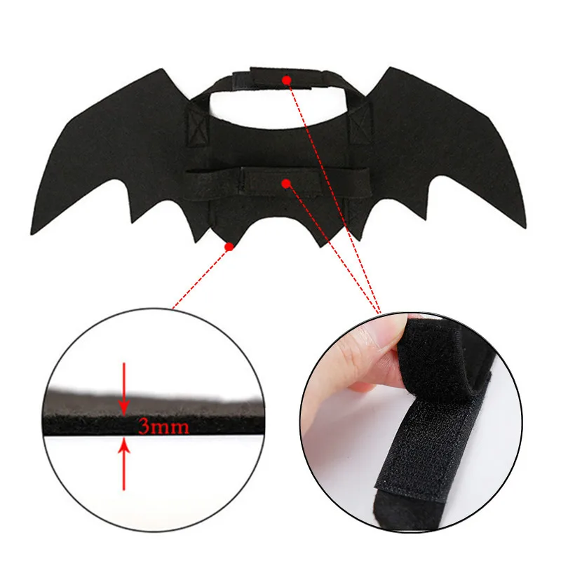 Black Pet Cat Bat Wings Halloween Costume Puppy Cat Vampire Wings Party Decoration Cat Kitten Fancy Dress Pet Clothes Supplies