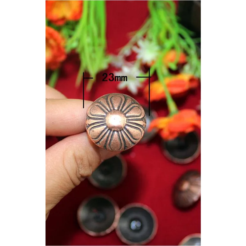 Antique Flower Nail Decorative Upholstery Tacks Stud Wooden Box Case Furniture Nails Pushpin,Red Bronze,23*19mm,5