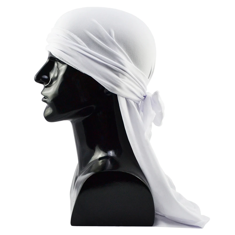 Men\'s Durags Hiphop Bandana Pirate Cap Du Doo Rag Elastic Headbands Biker Turban Headwear Women Hair Accessories Spandex Durag