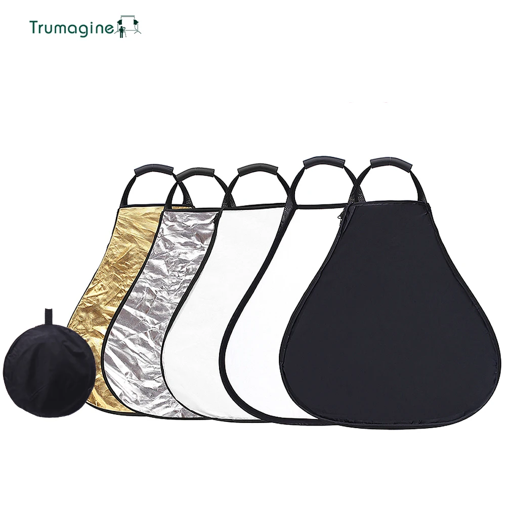 TRUMAGINE 60CM 5 in 1 Small Portable Collapsible Triangle Light Reflector For diffuser Photography Studio Photo Disc With Handle