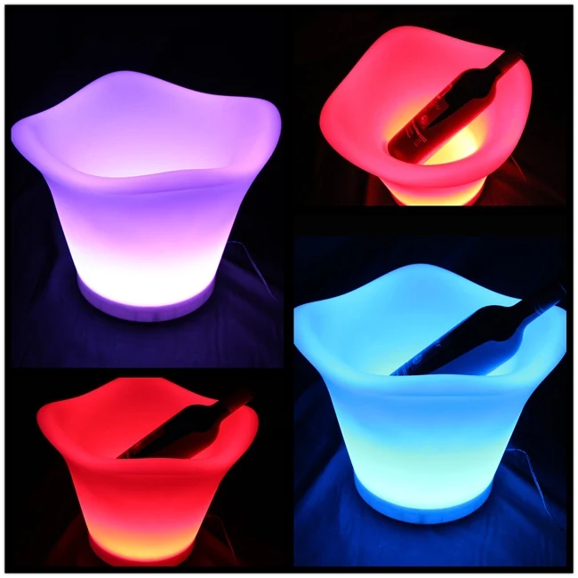 Illuminated Waterproof Led Ice Bucket Pub Furniture Luminous Ice Pail Lighted Ice Cooler Glow Beer Cask Free Shipping 10pcs/Lot