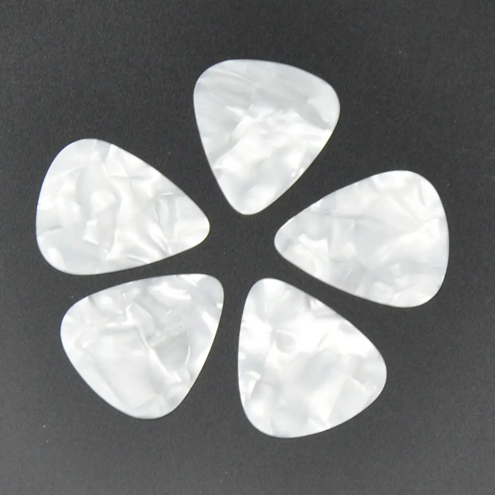 100 sztuk/partia celuloid Guitar Picks Plectrums biały perły średniej 0.71mm/ciężkie 0.96mm