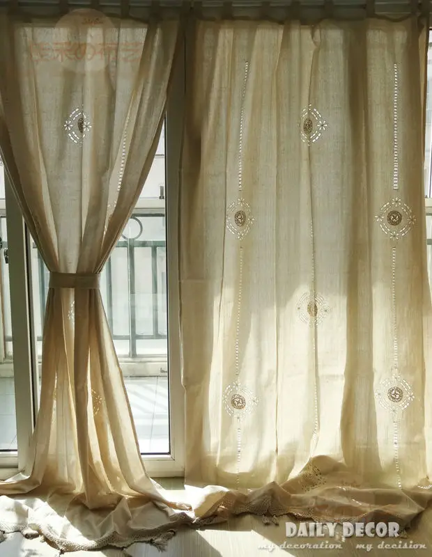 150*255cm High quality cotton linen crochet vintage curtains Las cortinas Rideau Le tende Der vorhang Gardin Finished curtain