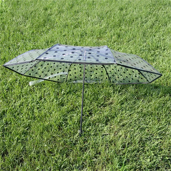 Transparent Dot Umbrella Plastic PVC POE Point  sunny rainy creative umbrella three folding umbrella