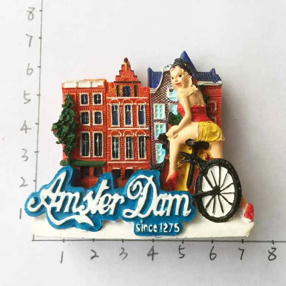 1Pcs Handmade Painted Netherlands Amsterdam 3D Fridge Magnet Holland Tourism Souvenirs Collection Refrigerator Magnetic Stickers