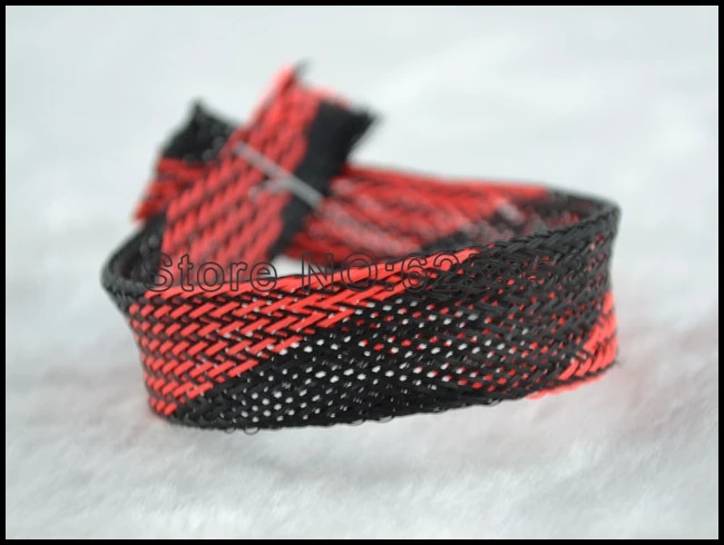 10M 16MM Nylon Sleeve Red & Black Nylon Mesh Braided Sleeving