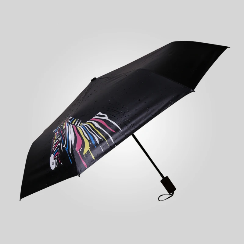 New Fashion Strong Change Color Zebra Three FoldingCompact Sunny Sunshade Rain Women Ladies Female Anti-uv Umbrellas