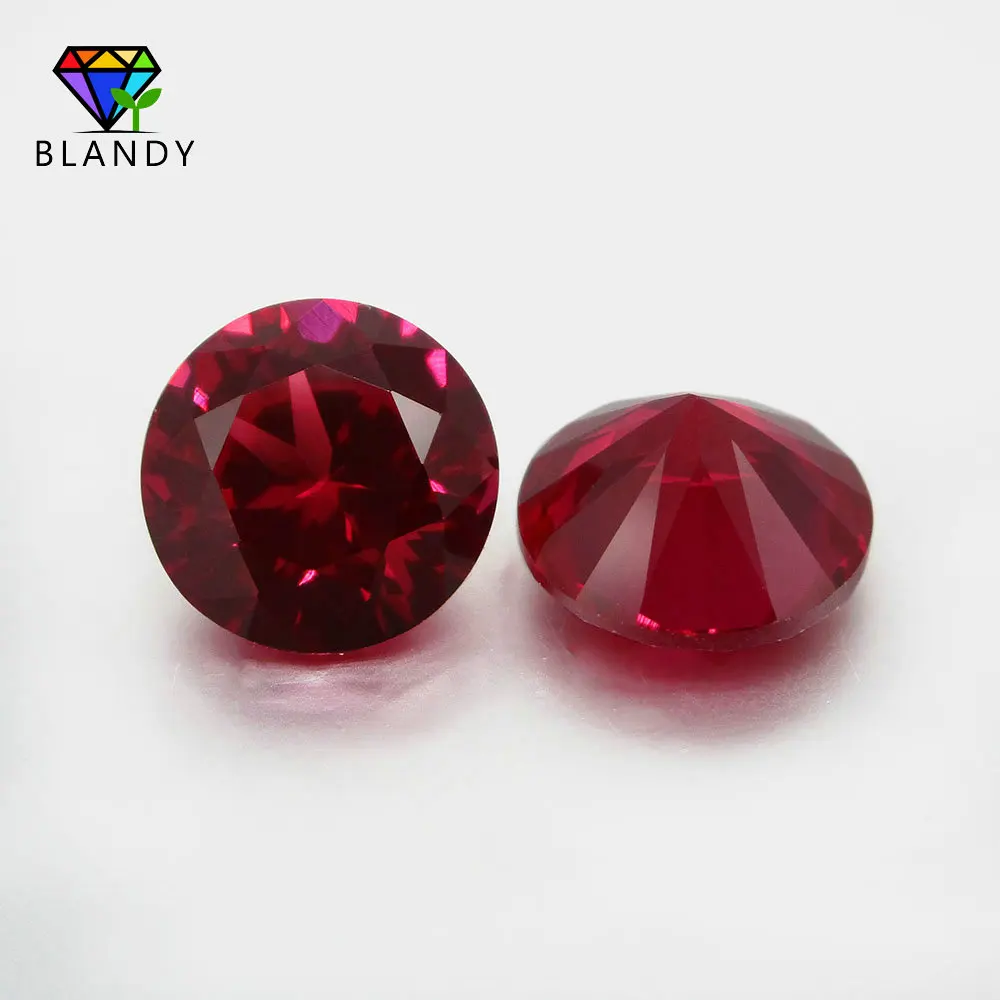 3.0~12mm AAAAA Quality Loose #5 Red Stones Round Brilliant Cut Corundum Stone Synthetic Gems For Jewelry