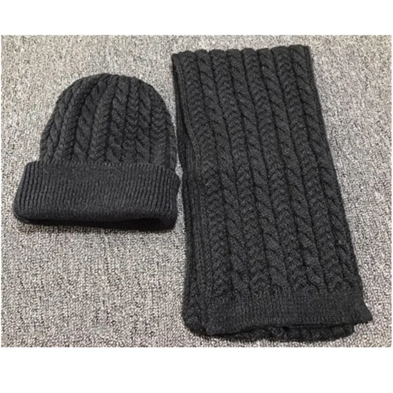 Adult Middle Age Elderly Man Hat Winter Wool Thicken Cap Father Ear Protection Knitted Hats Dad Outdoor Warm Fashion Scarf H7148