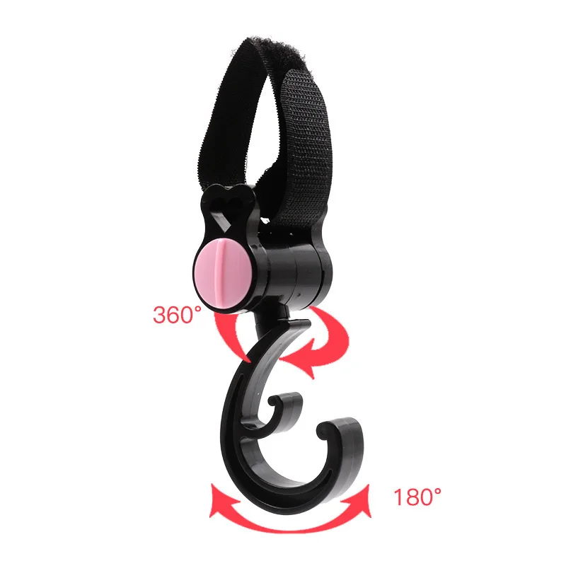 2 PCS/LOT Baby Stroller Accessories Hook Multifunction Rotate 360 Degree Cart Stroller Black High Quality Plastic Hook