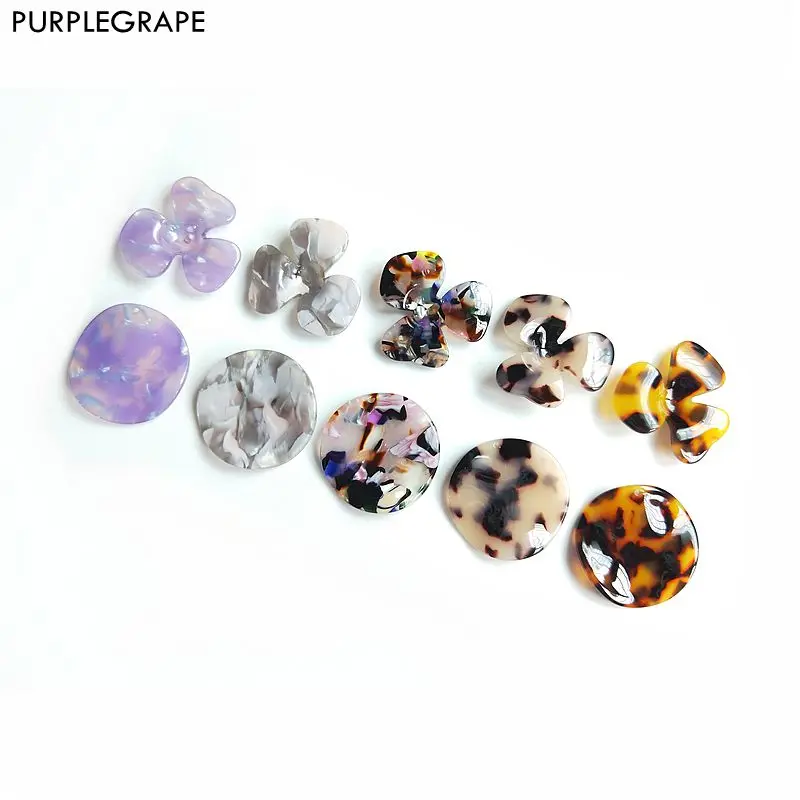 

PURPLEGRAPE DIY Handmade Earrings Accessories Acetate Geometry Women's Fashion Petals Jewelry Pendant Material 4pcs