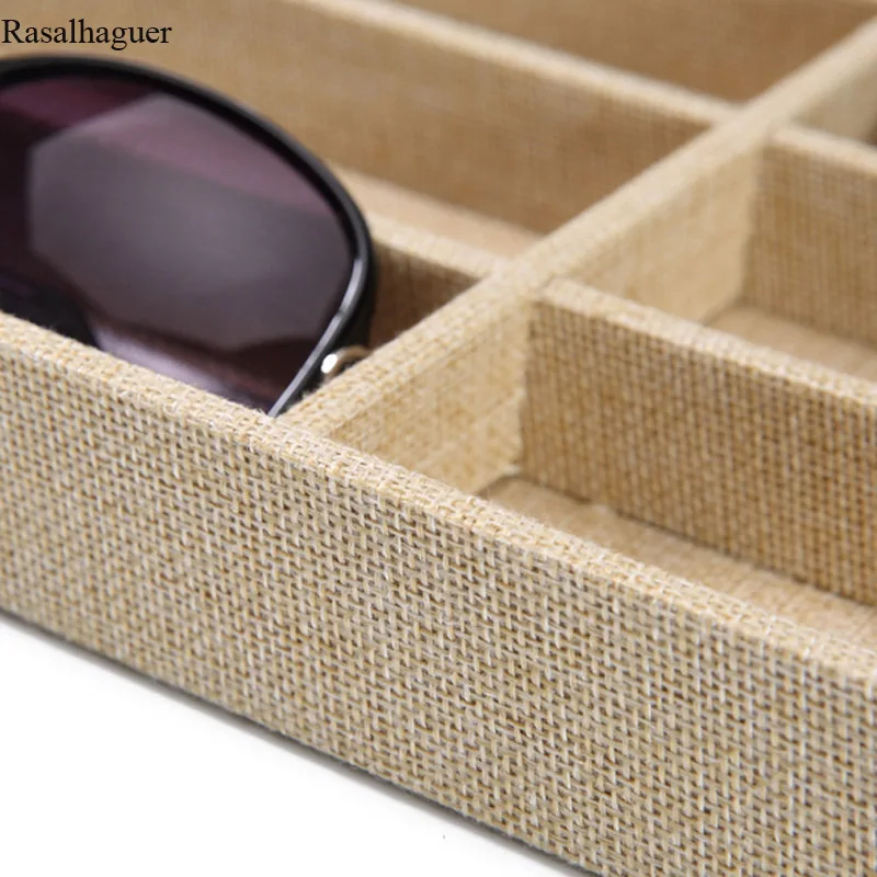 TOP Linen 10/12 Grids Sunglasses Display Box Jewelry Display Glasses Display Props Jewelry Organizer Tray Fashion Case Packaging