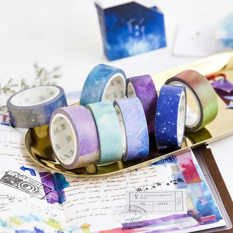 8 pcs Starry sky paper washi tape set Decoration masking tapes 15mm stickers for diary frame album School Stationery F909