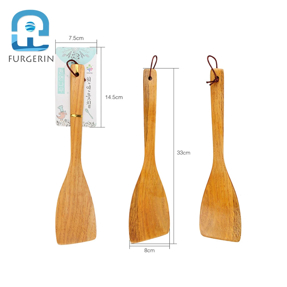 FURGERIN-Wooden Inclined Spatula for Kitchen, Cooking Utensils, Pancake Turners, Hanging Turners