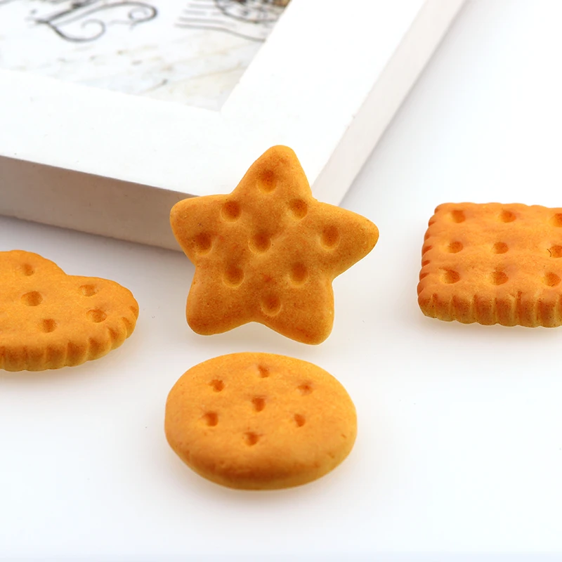 Hot Sale 20-25mm 20PC Mix Resin Flatback Cookies Flat Back Cabochon Kawaii DIY Resin Craft Decoration Miniature Resin Bread Food