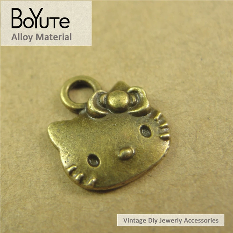 BoYuTe – breloques chats antiques en alliage métallique, 13x11MM, pour la fabrication de bijoux, accessoires de bricolage, vente en gros, 100 pièces/lot