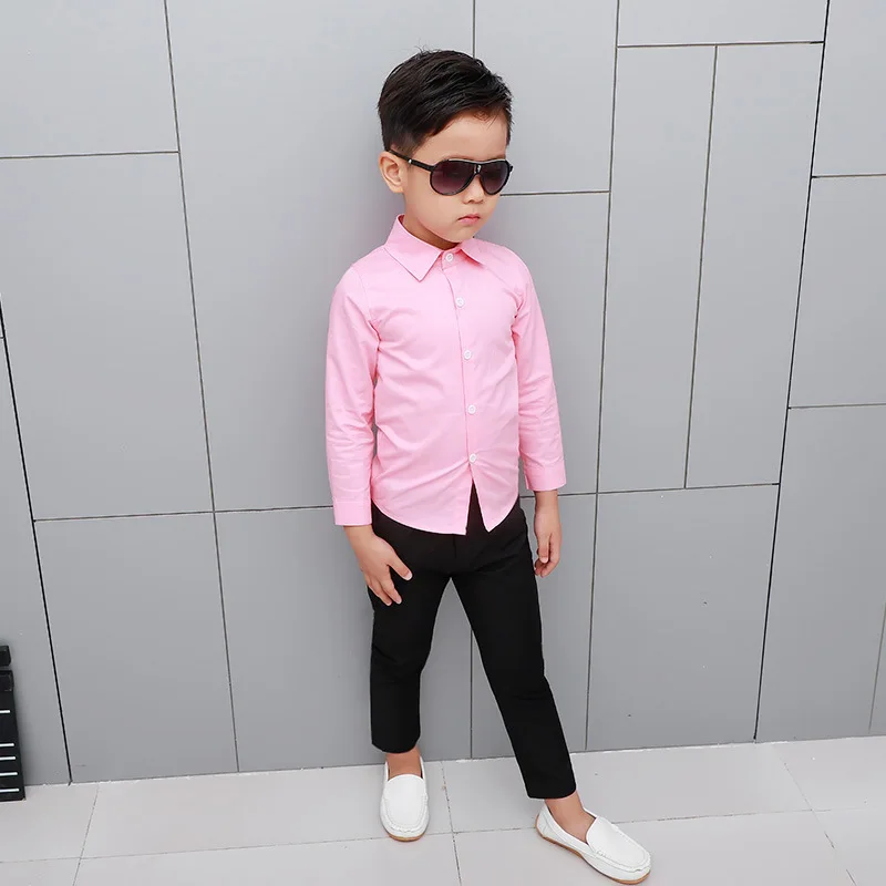 Shirts For Boys Spring Children School Boys Shirts camisa menino Kids Formal Performance Show Gentleman Shirt For Boys 