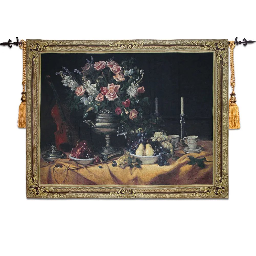 

Hanging Wall Tapestries, Belgium Tapestry,"The Violin And Roses",100X140cm, GT-MG0014