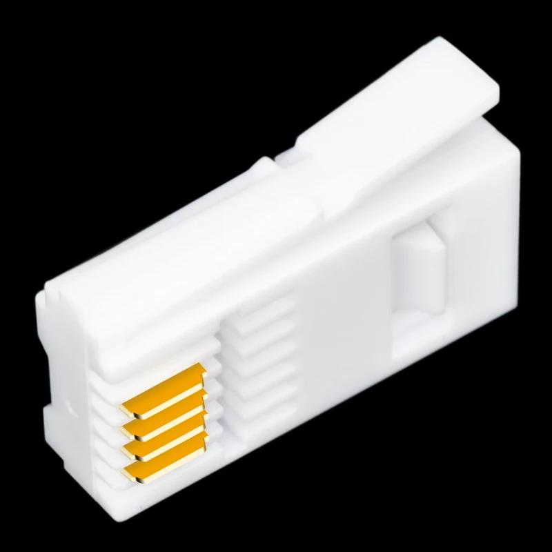CNCOB 6P4C British crystal head, telephone line connector RJ11 modular plug Cat3 4-pin connector, bending resistant shrapnel
