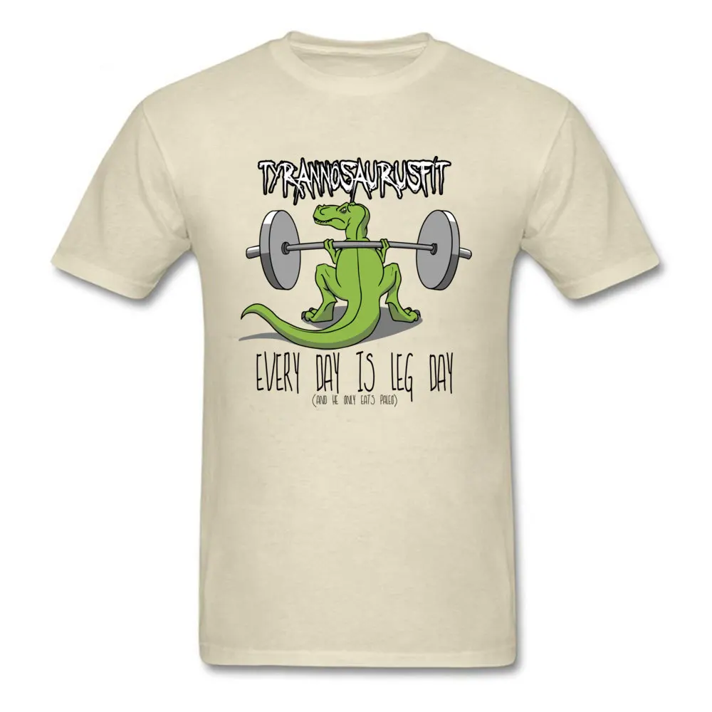 Tyrannosaurus Fit T-shirt Men Funny Cartoon Tshirt T-rex Workout Tops Cotton White Tees Custom Clothing Dinosaur Print