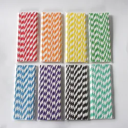 25pcs Disposable Paper Straws Colorful Striped  Baby Shower Kids Birthday Christmas Wedding Party Decor Supplies