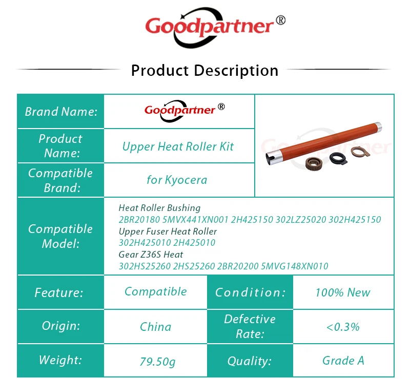 5X 302H425010 2H425010 2H425150 Fuser Upper Heat Roller Bushing Gear for Kyocera FS1028 FS1128 FS1350 FS2000 KM2810 KM2820