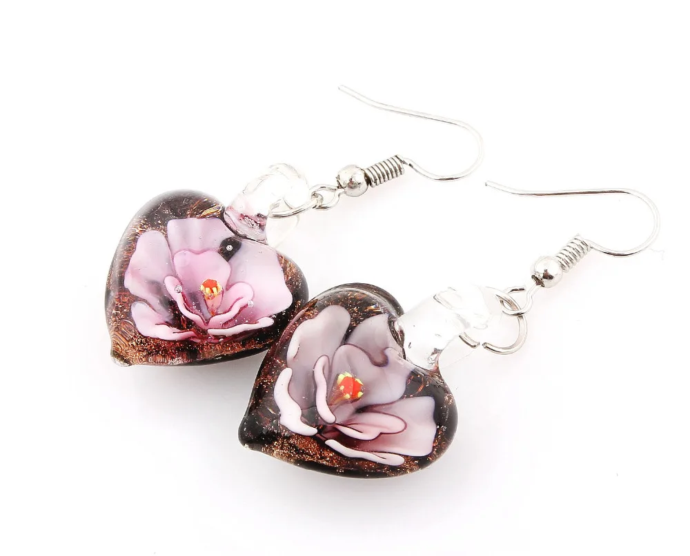 QianBei Promot Women Handmade Murano Lampwork Glass Mixed Color Black Snacks Charms Beauty Earring Hot