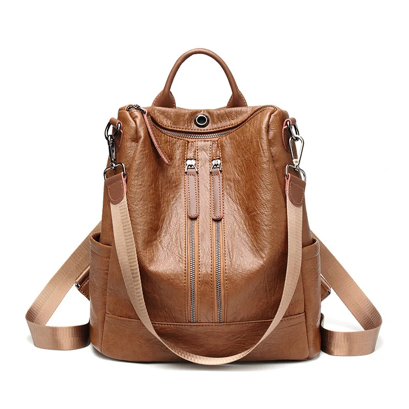 Backpacks Luxury Brand Design Male and Female Shoulder Bags Unisex Soft Leather Women School Bag Multifunction Feminina Teenage