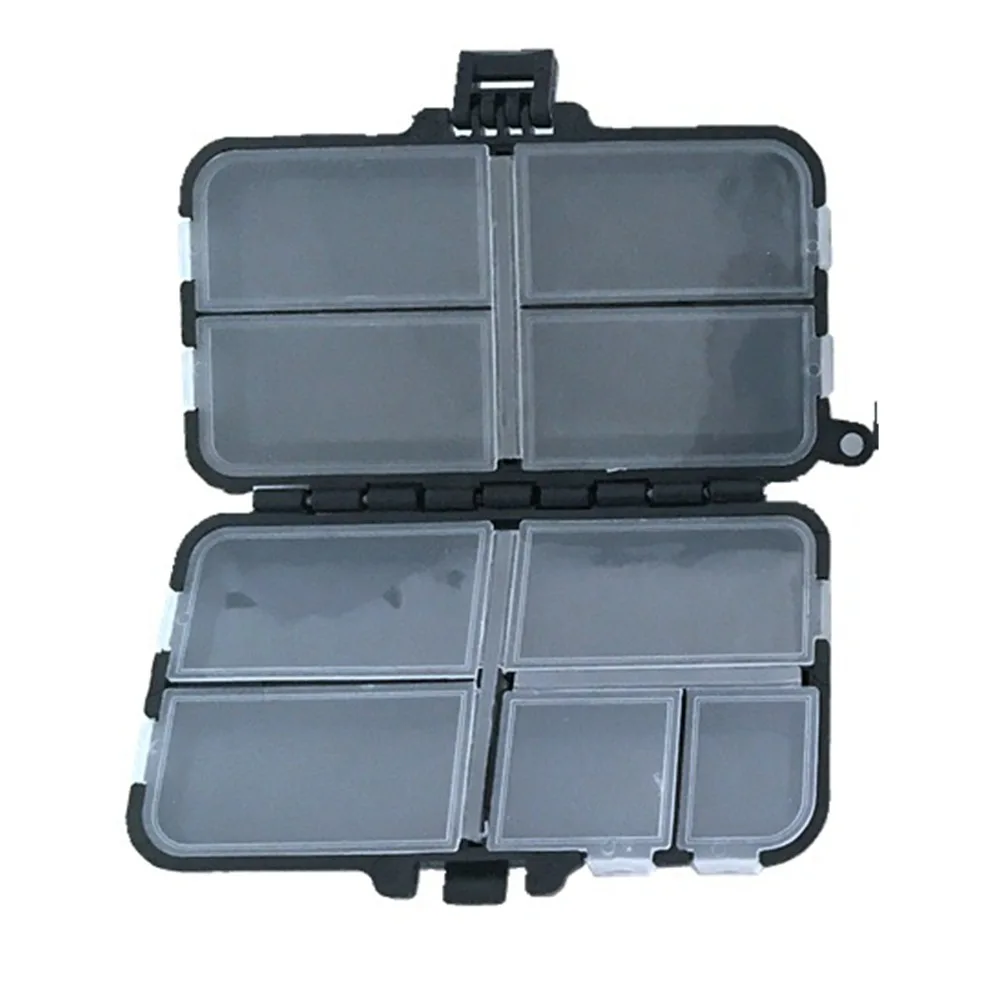 Mini fishing tackle box black 9 small transparent plastic waterproof hook bait bait fishing accessories black