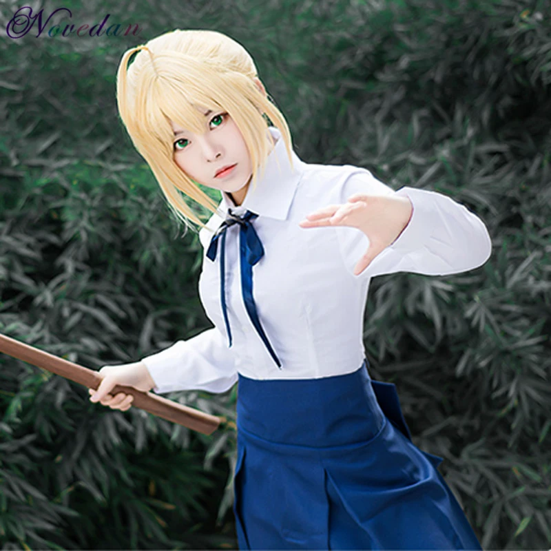 Fate Stay Night Saber Fantasias Cosplay para Mulheres, Anime Japonês Uniformes de Marinheiro, Vestido Cosplay, Conjunto de Roupas de Festa Halloween