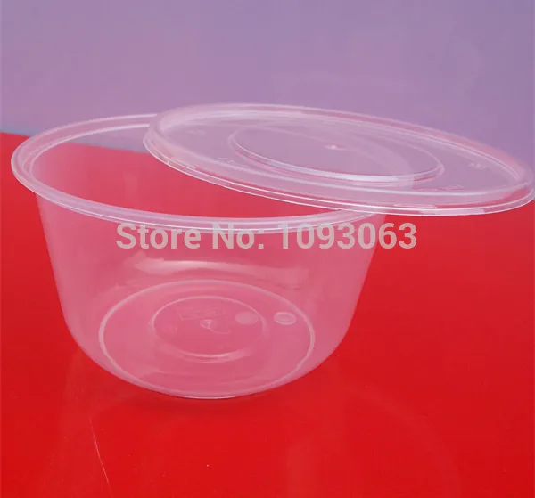 

Pack of 50 pcs 450ML Disposable Bowl with Lid Transparent Plastic Takeaway Soup Packing Box