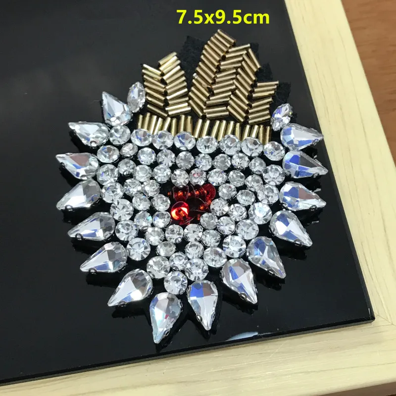 2pieces Beading Heart Strawberry Applique Crystal Patches Rhinestones Clothes Decorated Sewing Apparel Accessories