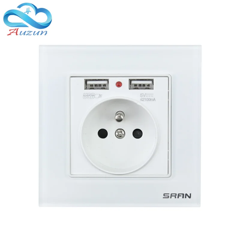 European Union with USB socket standard German export French socket toughened glass panel 86