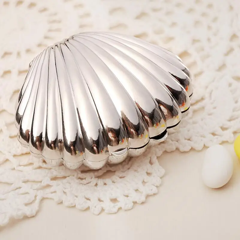 Gold/Silver Shell Shaped Candy Box Wedding Gift Box Kids Birthday Party Baby Shower Decoration LX7268