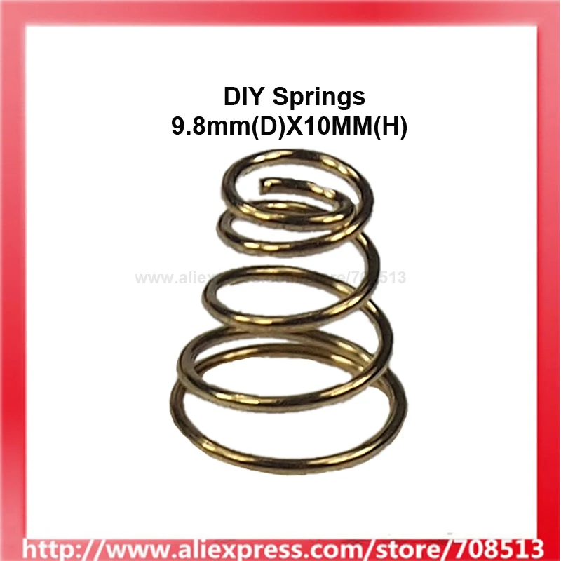 DIY Gold Plated Battery / Driver Contact Support Springs 9.8mm(D) x 10mm(H) for Flashlights - 10 pcs