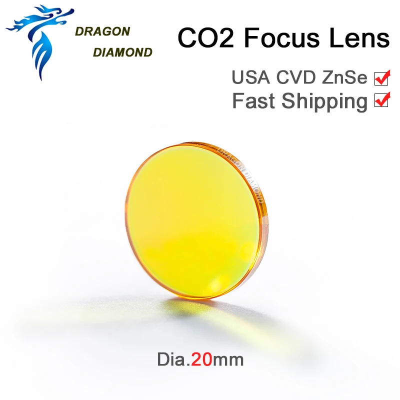 1PC USA ZnSe CVD Co2 Laser Focus Lens Dia 20mm FL 38.1mm 50.8mm 63.5mm 101.6mm 127mm For Co2 Laser Engraving Cutting Machine