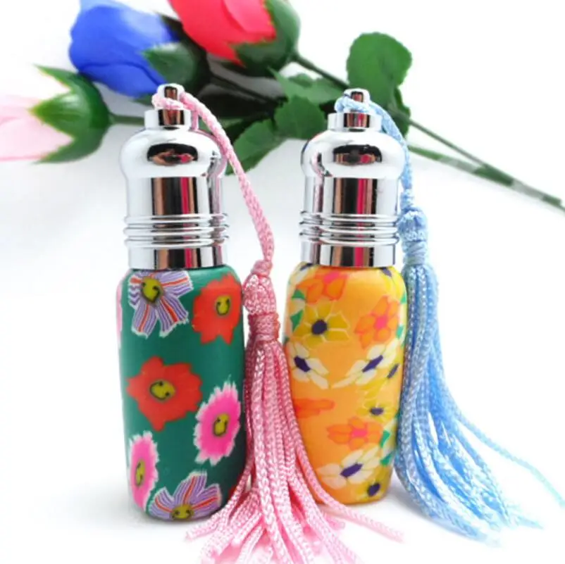 

6ml Empty refillable polymer clay glass perfume bottles small essential oil roll on container LX3690