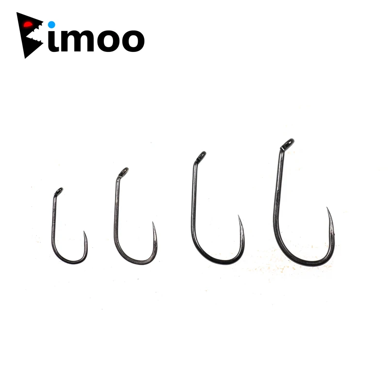 Bimoo 20PCS Barbless Dry Fly Caddis fly Trout Fishing Fly Tying Hooks Size 12 14 16 18 Black Nickle Color