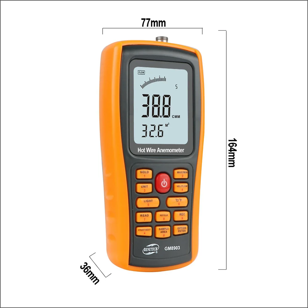 Imagem -04 - Benemômetro Digital Instrumen de Medição Anemômetro Velocidade do Vento Teste de Temperatura Usb Interface Gm8903 030ms Sensor de Vento