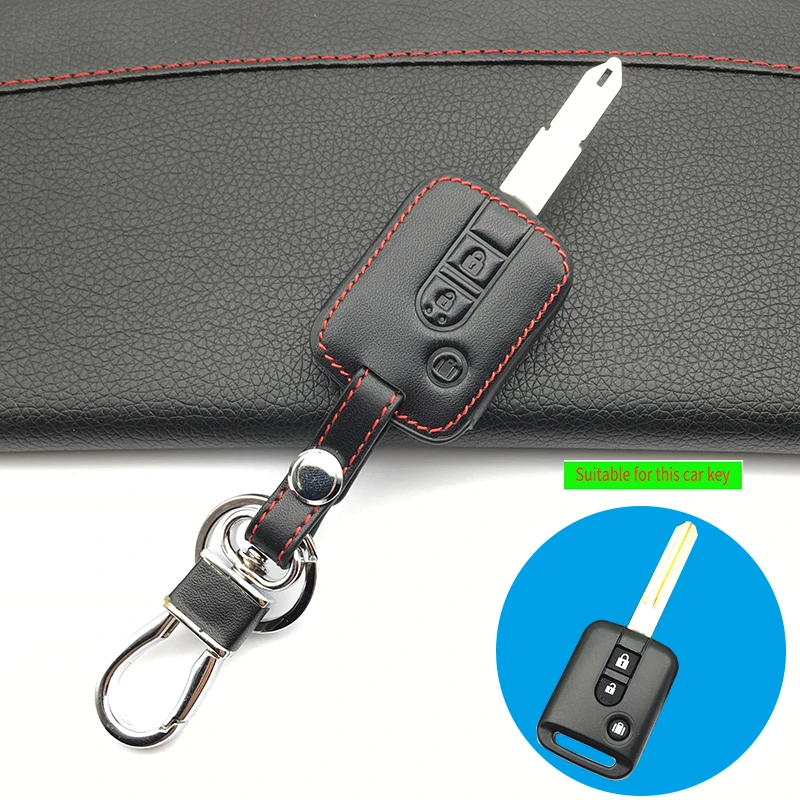 For Nissan Navara Qashqai Micra Almera 2 / 3 Buttons Top layer Leather Car Key Cover Case Fob Remote High Quality Protect Shell