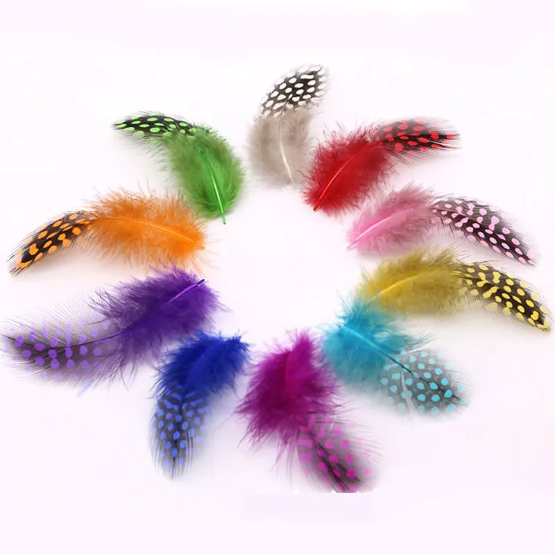 50PCS Mixed Colors Guinea Pearl Hen Feather Spey Flies Tailing Cheeks Streamers Fly Tying Material