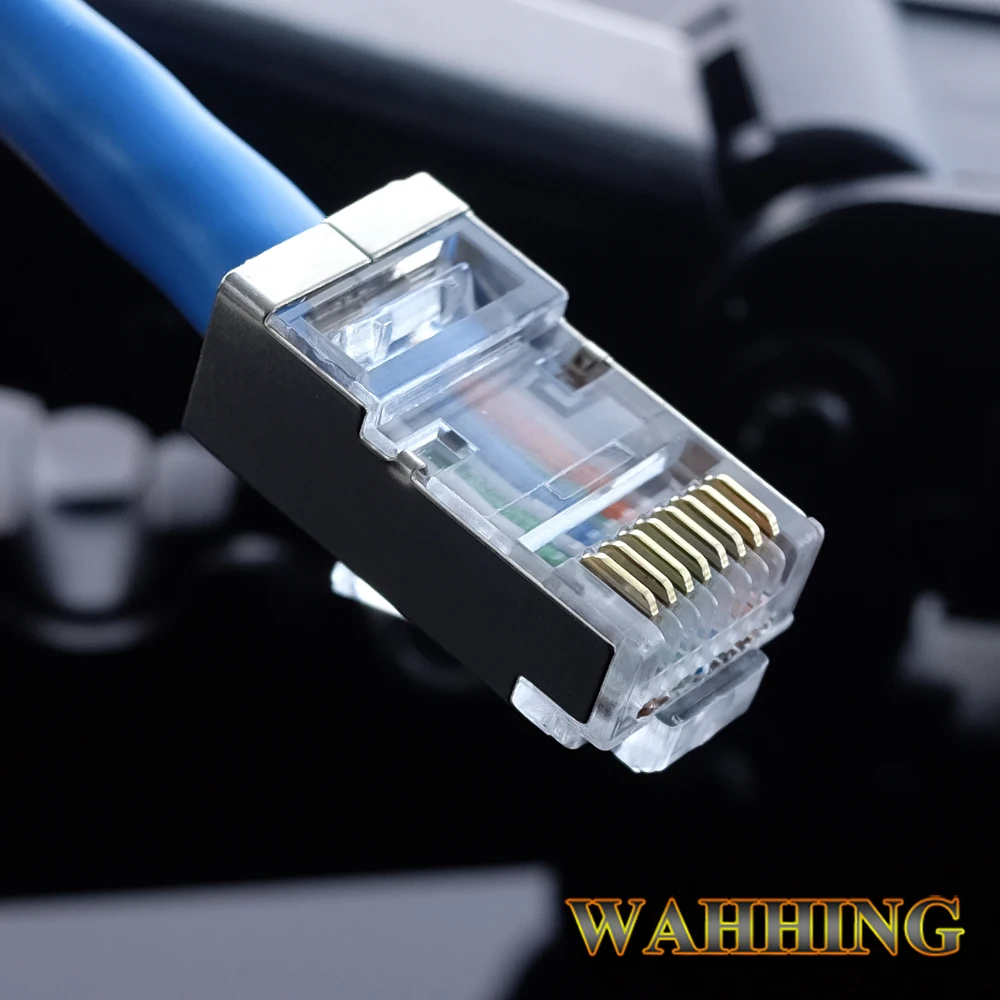 50/100 stücke Rj45-stecker Cat5e Cat6 Stecker Geschirmt Modulare 8-polige Rj45 PlugUTP Terminals Haben Loch HY1549