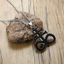 Sulfur Leviathan Cross Sulphur Pendant Necklace for Men Stainless Steel Church of Satan Satanic Inverted Crucifix Male Jewelry