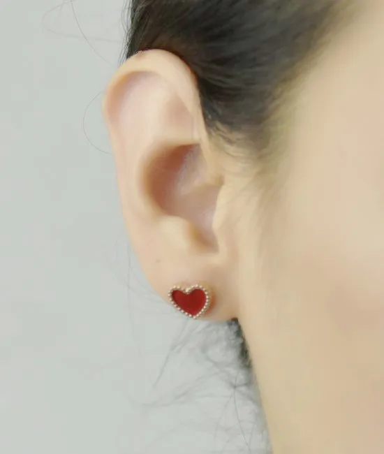 YUN RUO Lovely Heart Stud Earring For Woman Rose Gold Color Pure Stainless Steel Jewelry Girl Gift Party Not Fade Free Shipping
