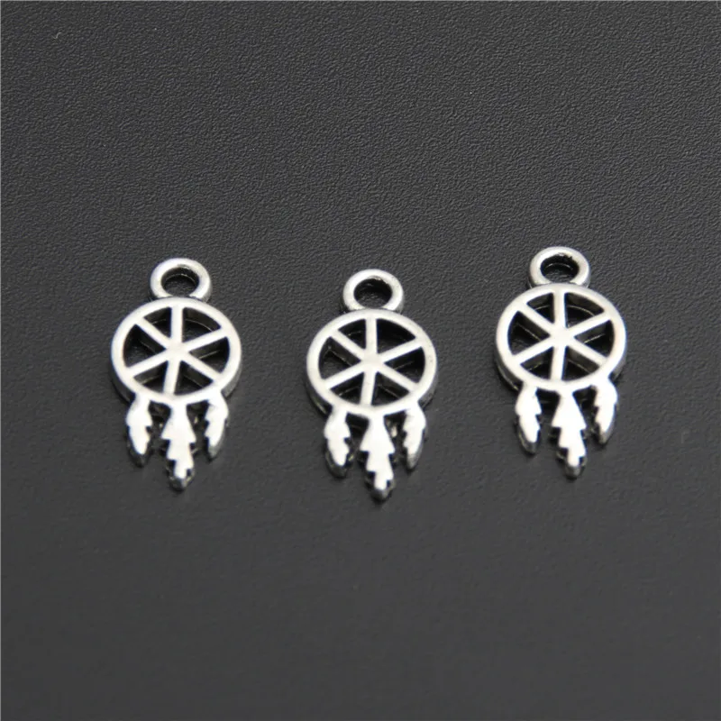 100pcs DIY Jewelry Polished Small Dreamcatcher Charm Pendants For Bracelet Necklace Jewelry Making A2764