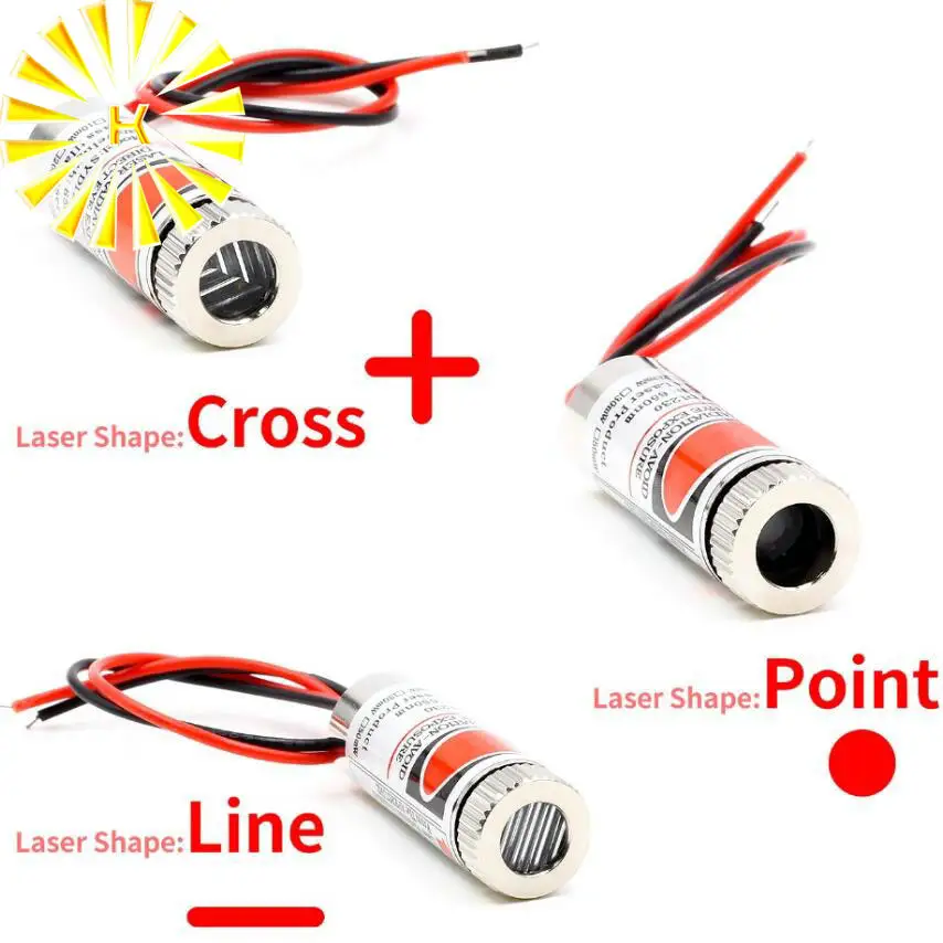 Hot Sale 650nm 5mW Red Point / Line / Cross Laser Module Head Glass Lens Focusable Industrial Class Connector