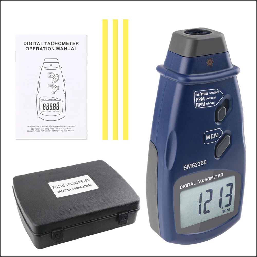 RZ Tachometer Autoอิเล็กทรอนิกส์ดิจิตอลTachometer RPM Speedometer Non Contact Tachometerเซ็นเซอร์SM6236E